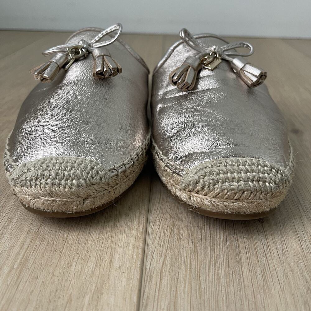Coach Shoes Womens Cassidy Espadrille Mules Size 7 Leather Silver - Picture 4 of 16